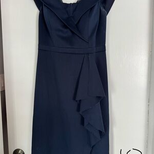 Xscape One Shoulder Navy Dress